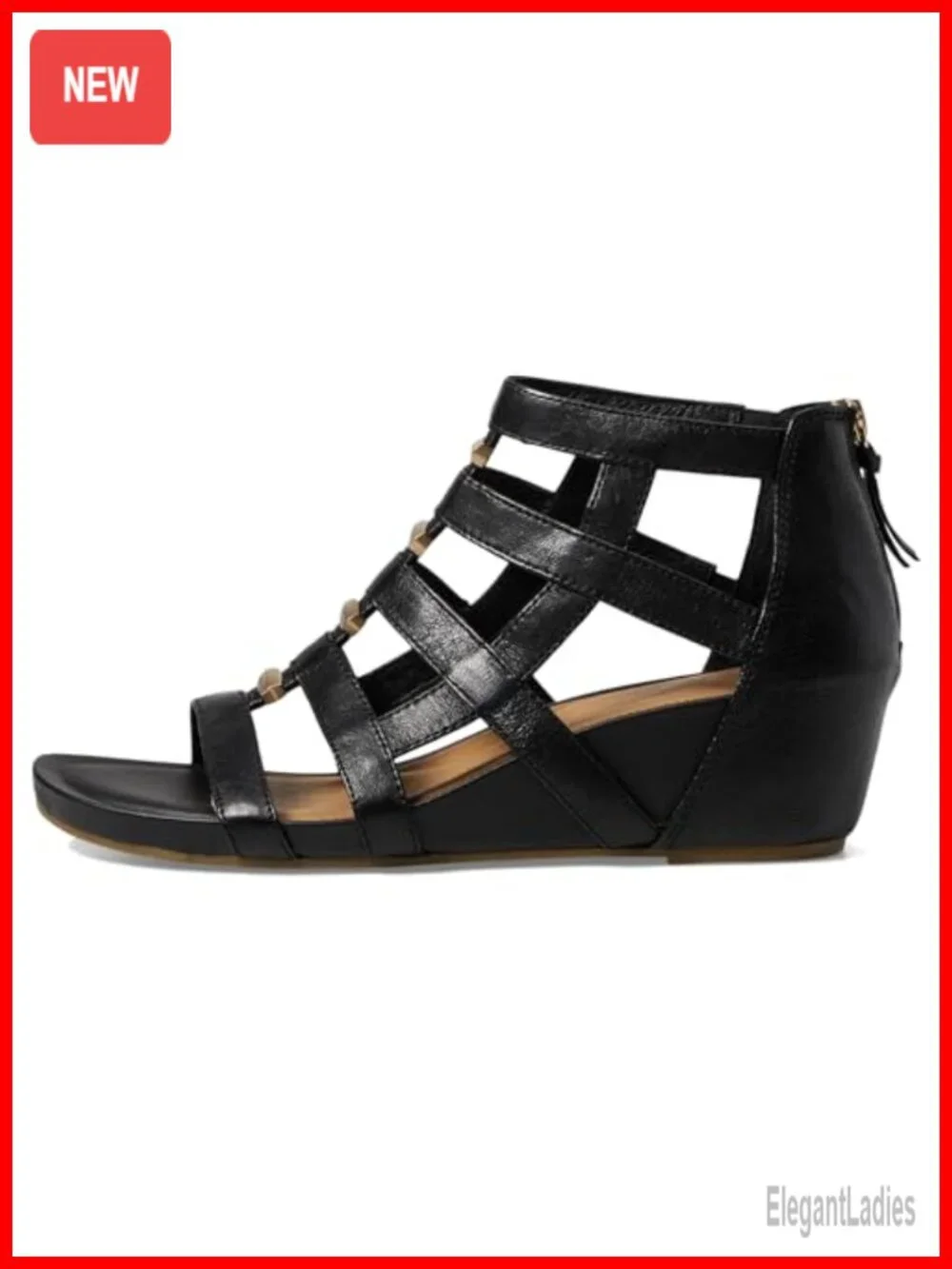 Leather Gladiator Wedge Sandals with Ankle Strap